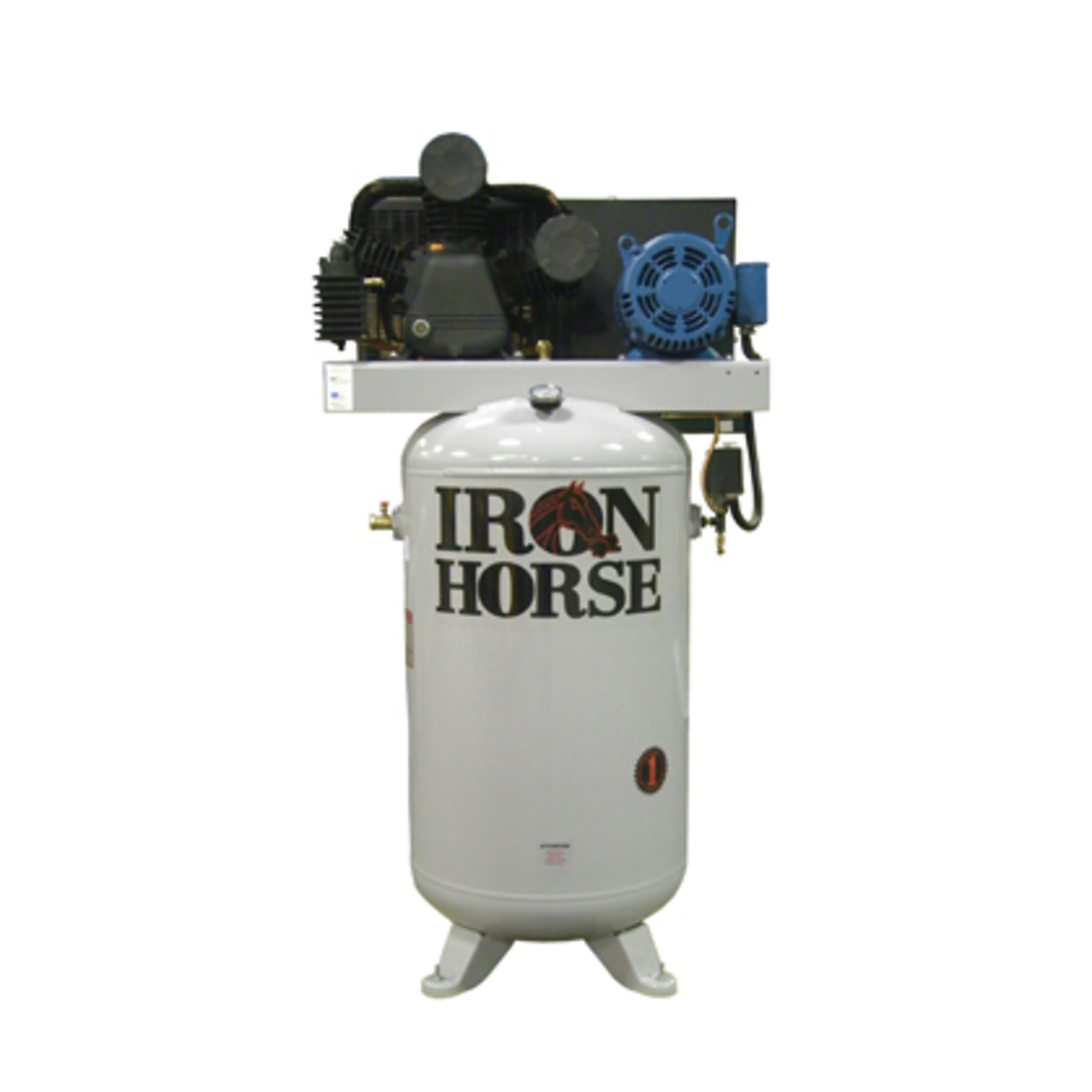 Iron Horse, 2-Stage Stationary Compressor With Mag Starter, Horsepower 7.5 HP, Air Tank Size 80 Gal, Model# IHD7380V2-CS2